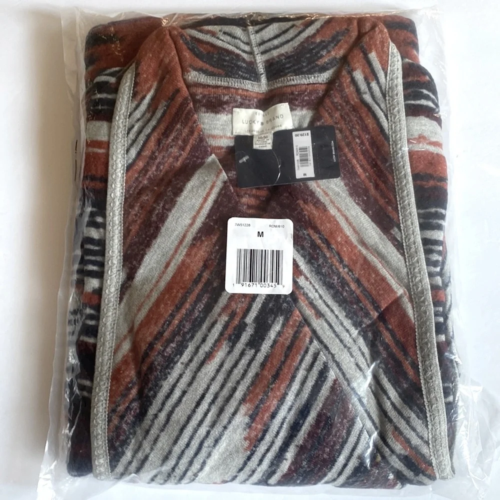 Lucky Brand‎ Aztec Open Drape Cardigan Sweater, Size M, NWT